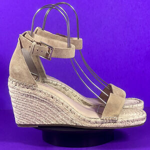 Vince Camuto‎ Womens 11 Beige Suede Meddrina Ankle Strap Espadrille Wedge Sandal